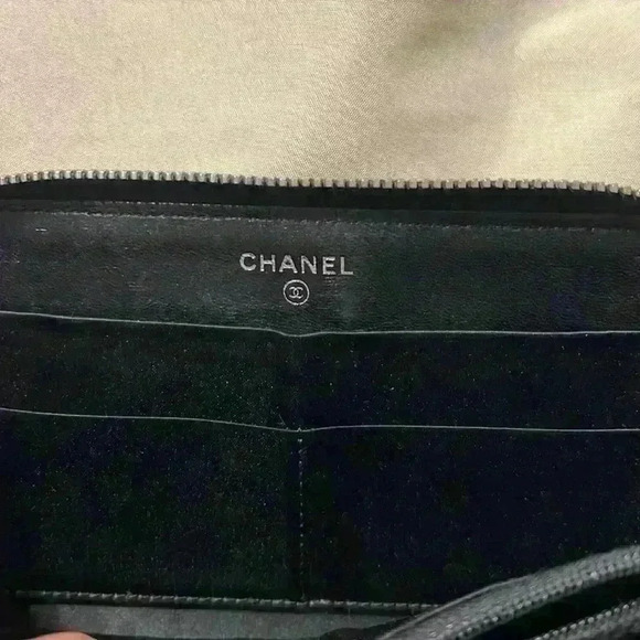 Chanel Black Long Zip Wallet w/ COA - Picture 6 of 13